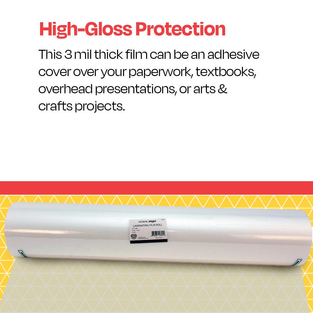 School Smart Laminating Film Roll, 25 Inches x 500 Feet, 3 Mil